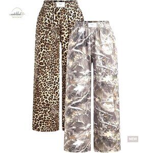 2 Piece Baggy Pants Elastic Waist Wide Leg Trousers Streetwear Casual